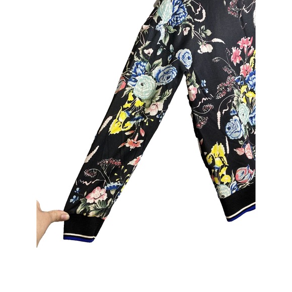 Zara Trafaluc Women's Outerwear  Black Flower Patterned Long Sleeve Sweater SZ M - Picture 2 of 7